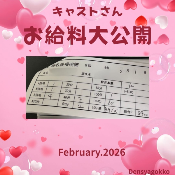 キャストさんお給料大公開！！【10時-18時】
