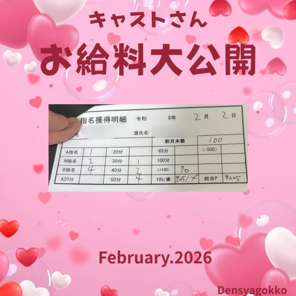 キャストさんお給料大公開！！【17時-ラスト】