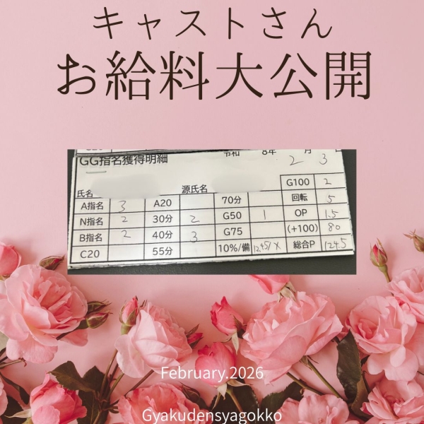 キャストさんお給料大公開！！【10時-22時】