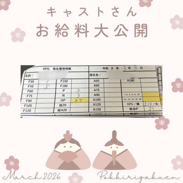 3日実際の女の子お給料【9時-15時】