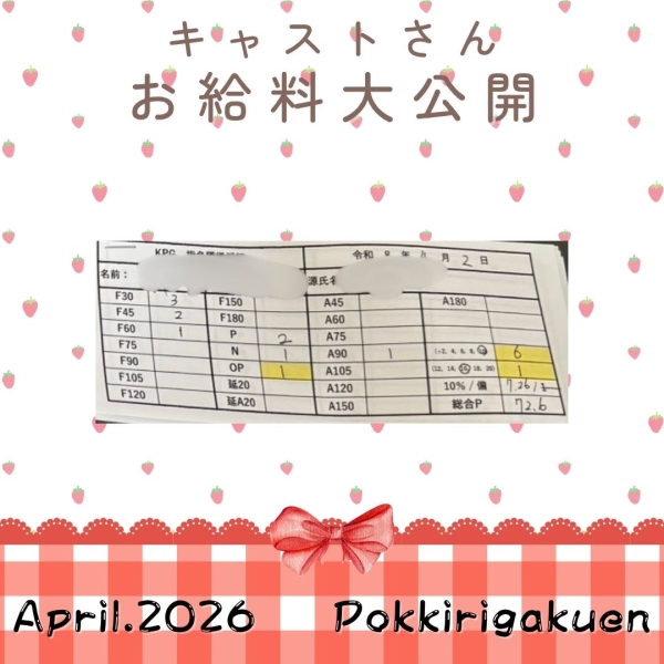 2日女の子お給料大公開！！【11時−19時】