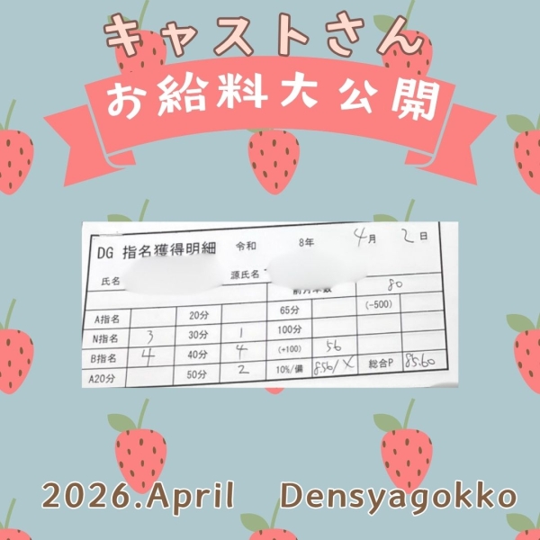 2日の女の子お給料はこちら！！【17時-ラスト】