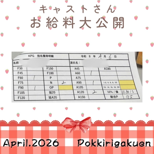 6日女の子お給料大公開！！【9時-20時】