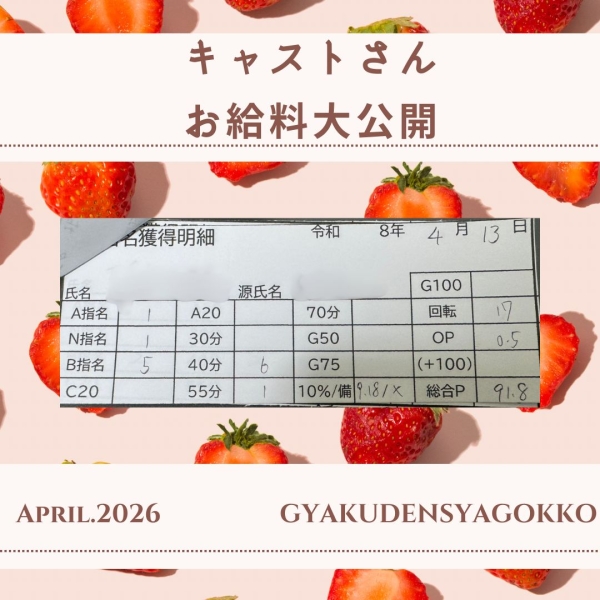 13日キャストさんお給料大公開！！【14時-22時】
