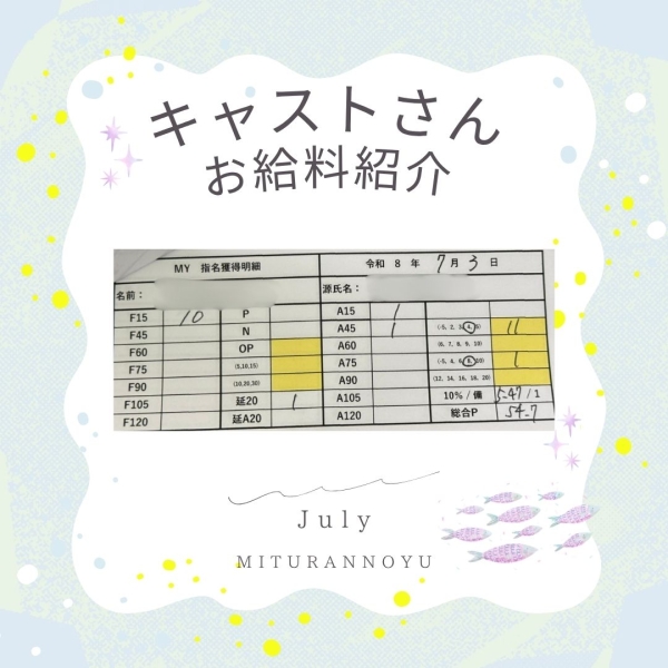 キャストさんお給料大公開！！【10時-16時】