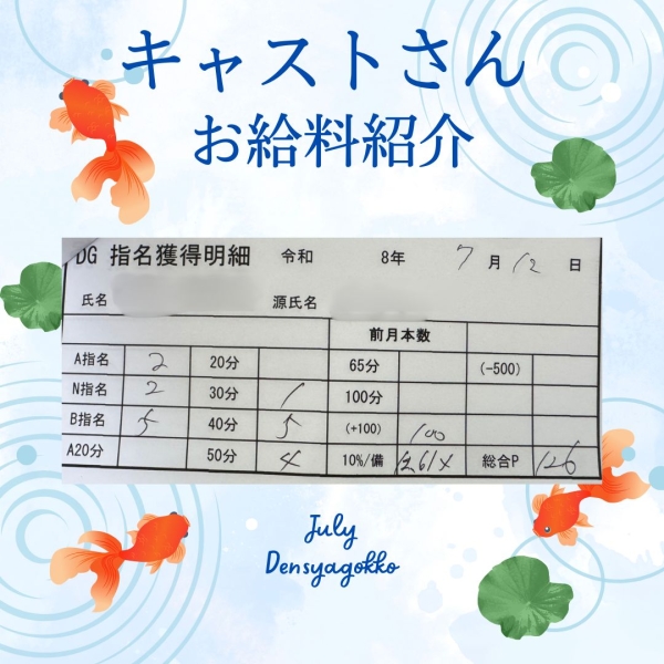 12日女の子お給料大公開!!【13時-ラスト】