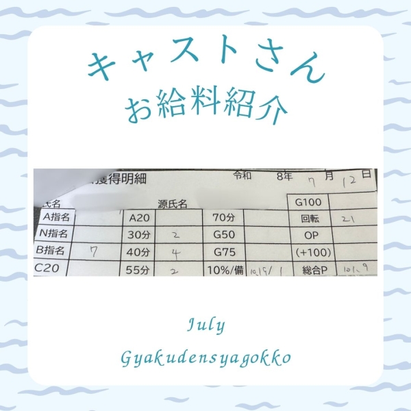12日キャストさんお給料大公開！！【12時-22時】