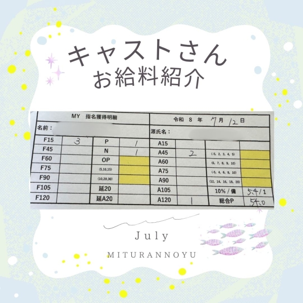 12日女の子お給料大公開!!【10時-16時】