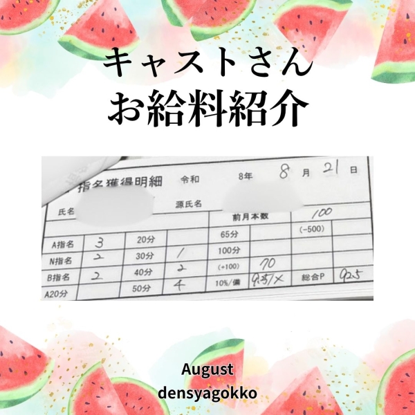 21日女の子お給料はこちら!【10時-19時】