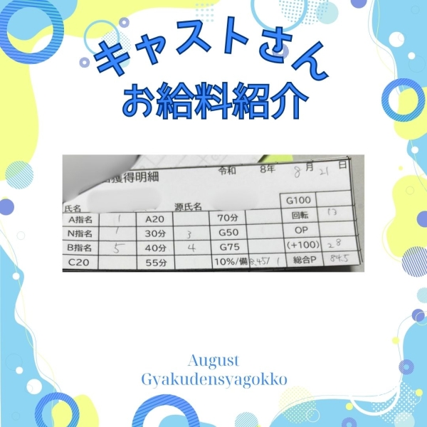 21日キャストさんお給料大公開！！【10時-18時】