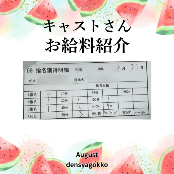 31日女の子お給料紹介！！【10時-19時】