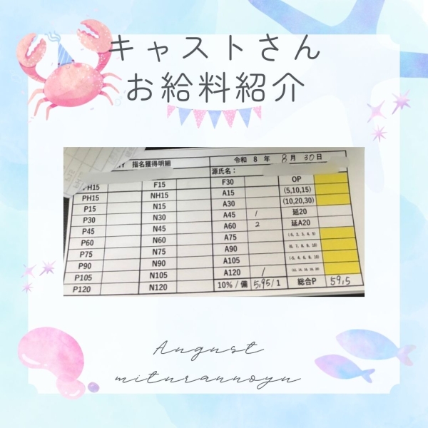 30日女の子お給料大公開！！【10時-16時】